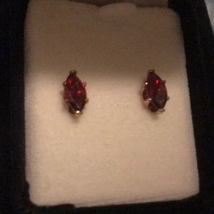 Vintage Nickolas high quality Ruby cubic zirconia Diamond shaped earrings.